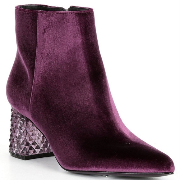 Antonio Melanie Kinsley Velvet Molded Lucite Heel Dress Booties‎ size 6 Women's - Picture 1 of 13